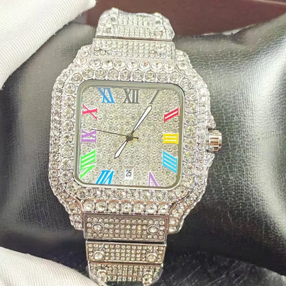 NO logo Hot Fashion Full Diamond Watch Men Brand Hip Hop Iced Out Bling Square Quartz Wristwatch For Man Jewelry Dropshipping