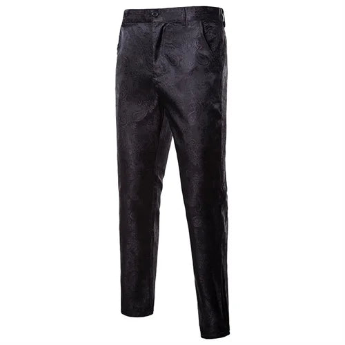 New Men Business Jacquard Suit Pants Black / Red / Purple / Navy Fashion Male Wedding Party Dress Thin Trousers