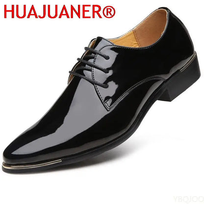 Newly Men's Quality Patent Leather Shoes White Wedding Shoes Size 38-48 Black Leather Soft Man Dress Shoes