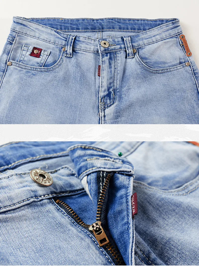 Frühling Herbst Denim Anzug Herren Slim Micro-Stretch Zweiteiler Frühling und Herbst Jacke Jeans