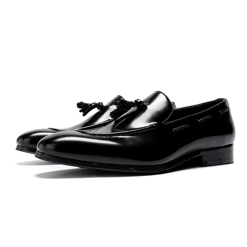 Britischer Stil Echtes Leder Herren Mokassins Atmungsaktive Quasten Slip-On-Abendschuhe Glänzende Business-Freizeit-Lederschuhe für den Sommer