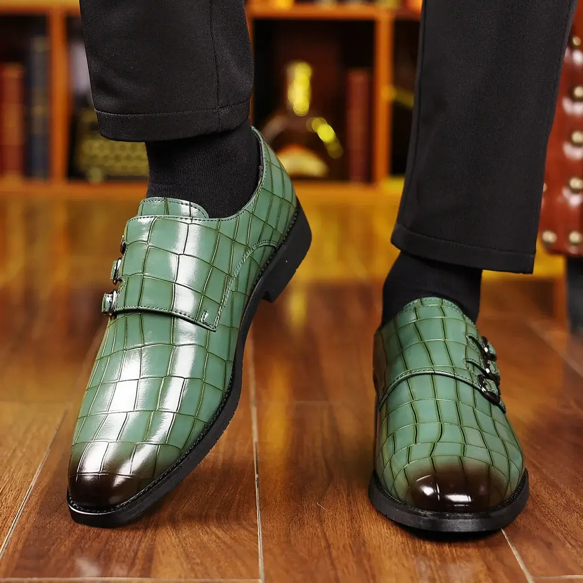 Schnallen-Designer-Große-Größe-Kleiderschuhe für Herren Steinmuster-Lederschuhe Männliche Frühling-Herbst-Mode Freizeitschuhe Businessschuhe Herren