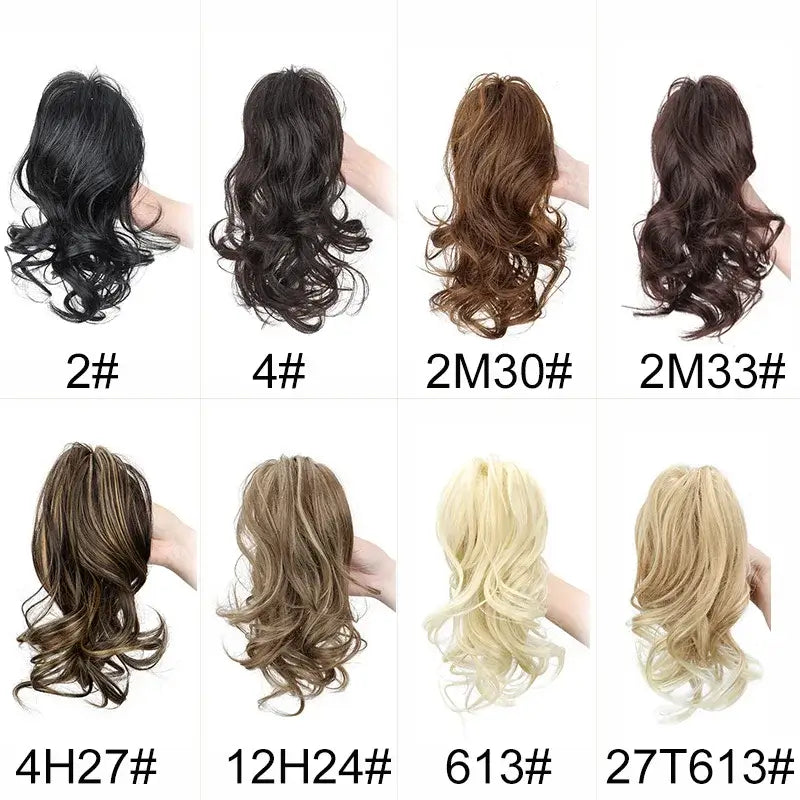 Synthetic 12Inch Ponytail Claw Clip Ponytail Extensions Short Curly Ponytail Ladies Black Brown Blonde Hair Clip for Women in various colors