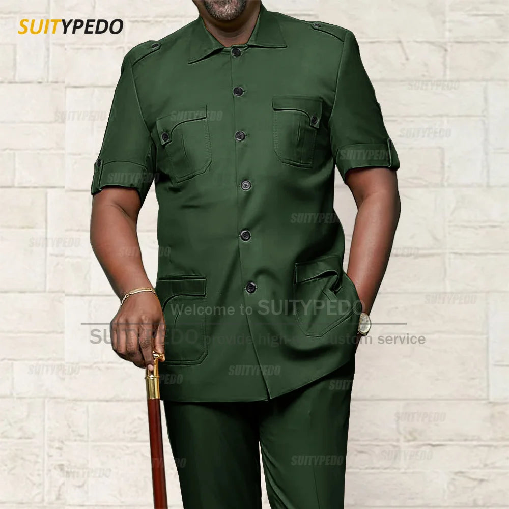 Custom Men Suit Sets For Formal Party Africa Style Male Good Quality Blazer Pants 2 Pieces Business Meeting Slim Fit Costumes