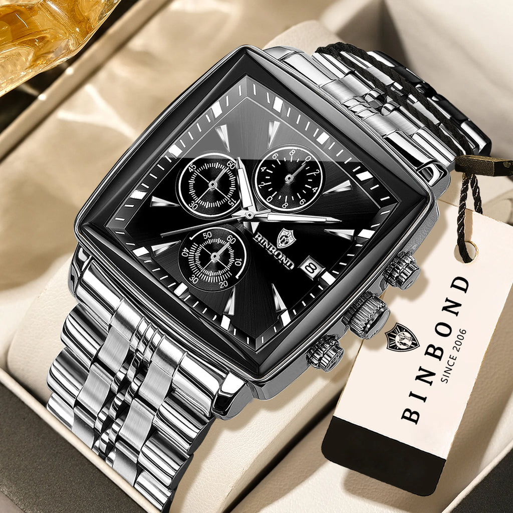 BINBOND Luxury Quartz Watches for Men Auto Date Chronograph Luminous Waterproof Men's Watch Business Sport Fashion Casual Reloj
