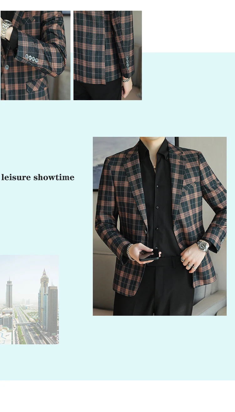 2024 New High-end Men's Two-button Suit Fashion Matching Handsome Casual Dating Slim Suit Single West Coat  Gucci Blazer Men