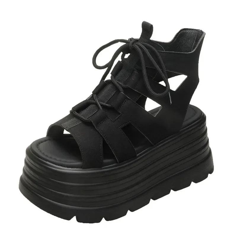 Luxury NEW Summer Sandals 8CM Wedge Heels Sneakers Women Beach Flip Flop High Platform Casual Sandals Breathable Walking Shoes