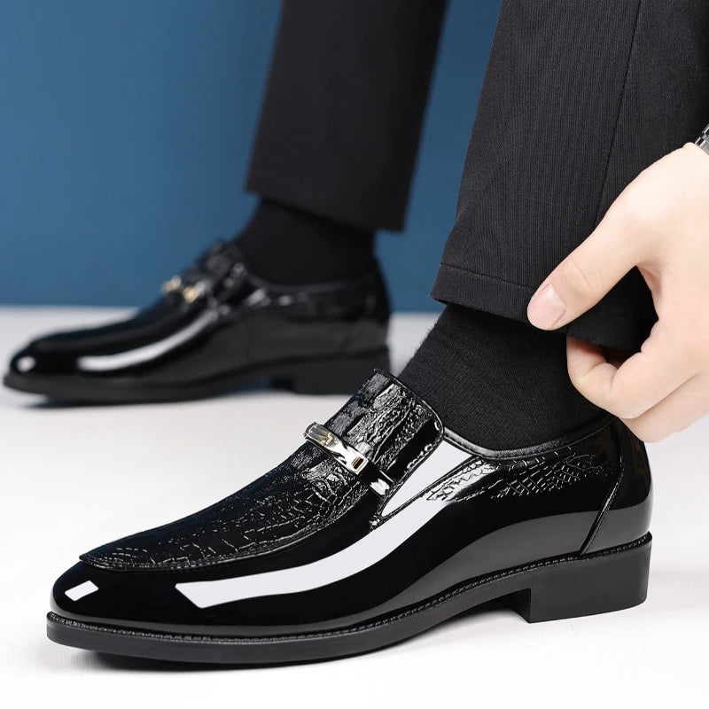Luxury Men Dress Shoes Crocodile Leather Business Casual Shoes for Men Wedding Party Shoes High Quality Slip on Loafers Big Size