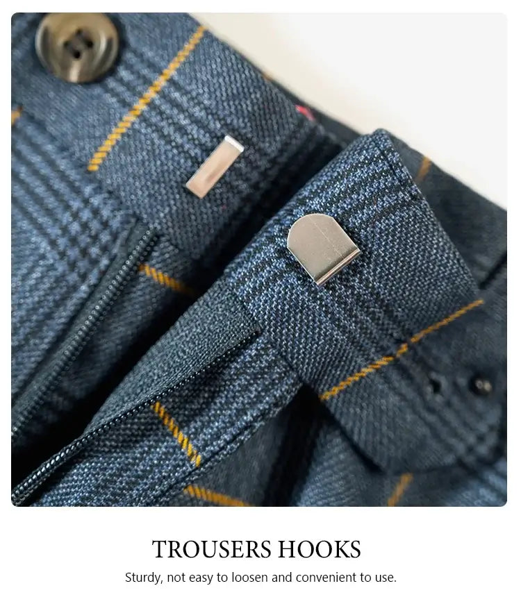 ST Cassy Hochwertiger 3-teiliger karierter Anzug für Herren, stilvolles Business-Büro-Hochzeits-Formelles-Outfit, eleganter Herrenanzug