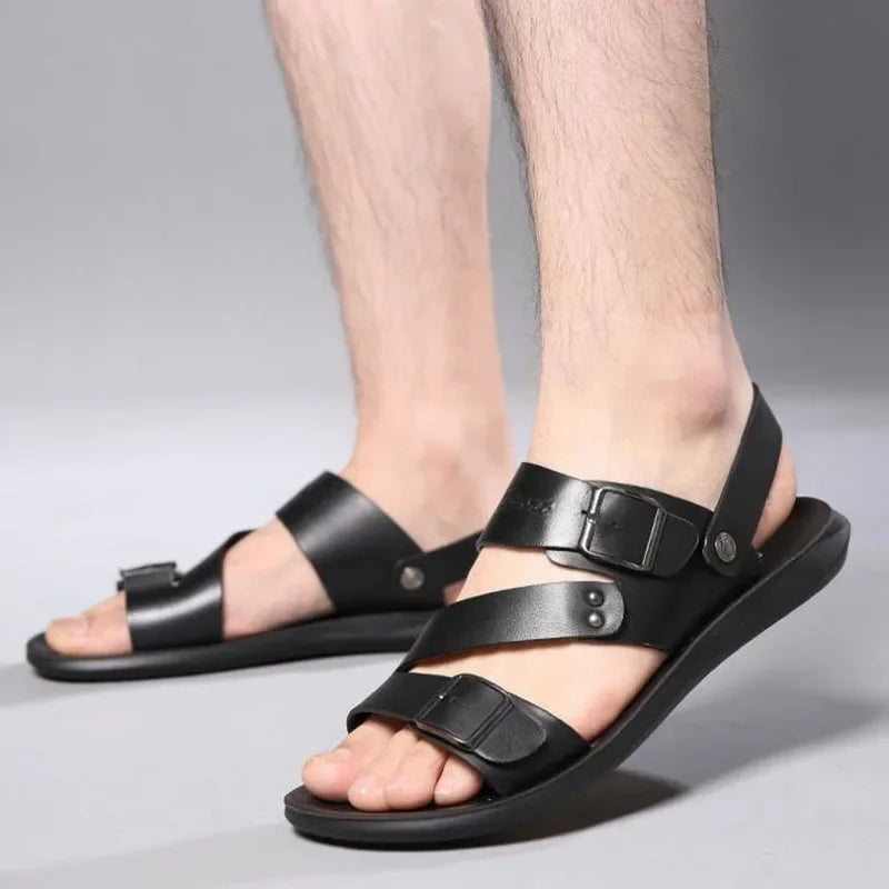 Men's Sandals Leather Luxury Brand New 2024 Summer New Shoes for Men Flats Casual Non-slip big size Man Beach Sandalia De Hombre