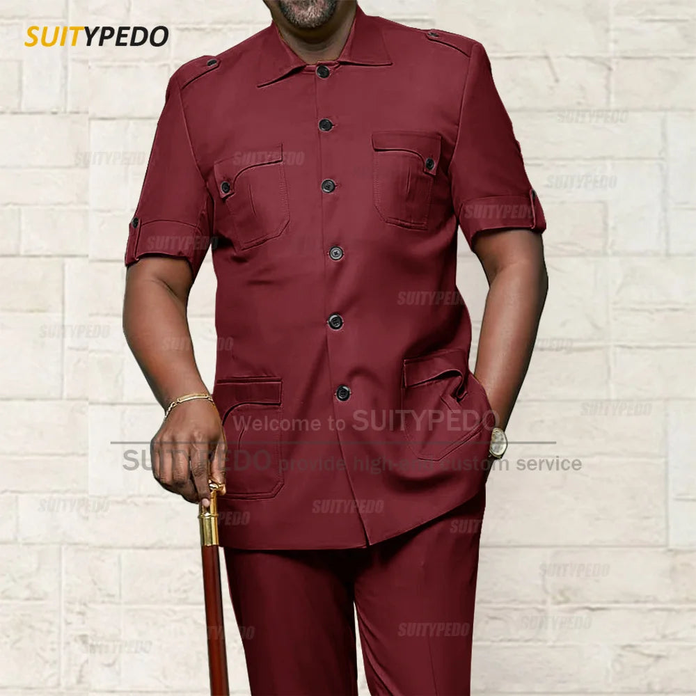 Custom Men Suit Sets For Formal Party Africa Style Male Good Quality Blazer Pants 2 Pieces Business Meeting Slim Fit Costumes