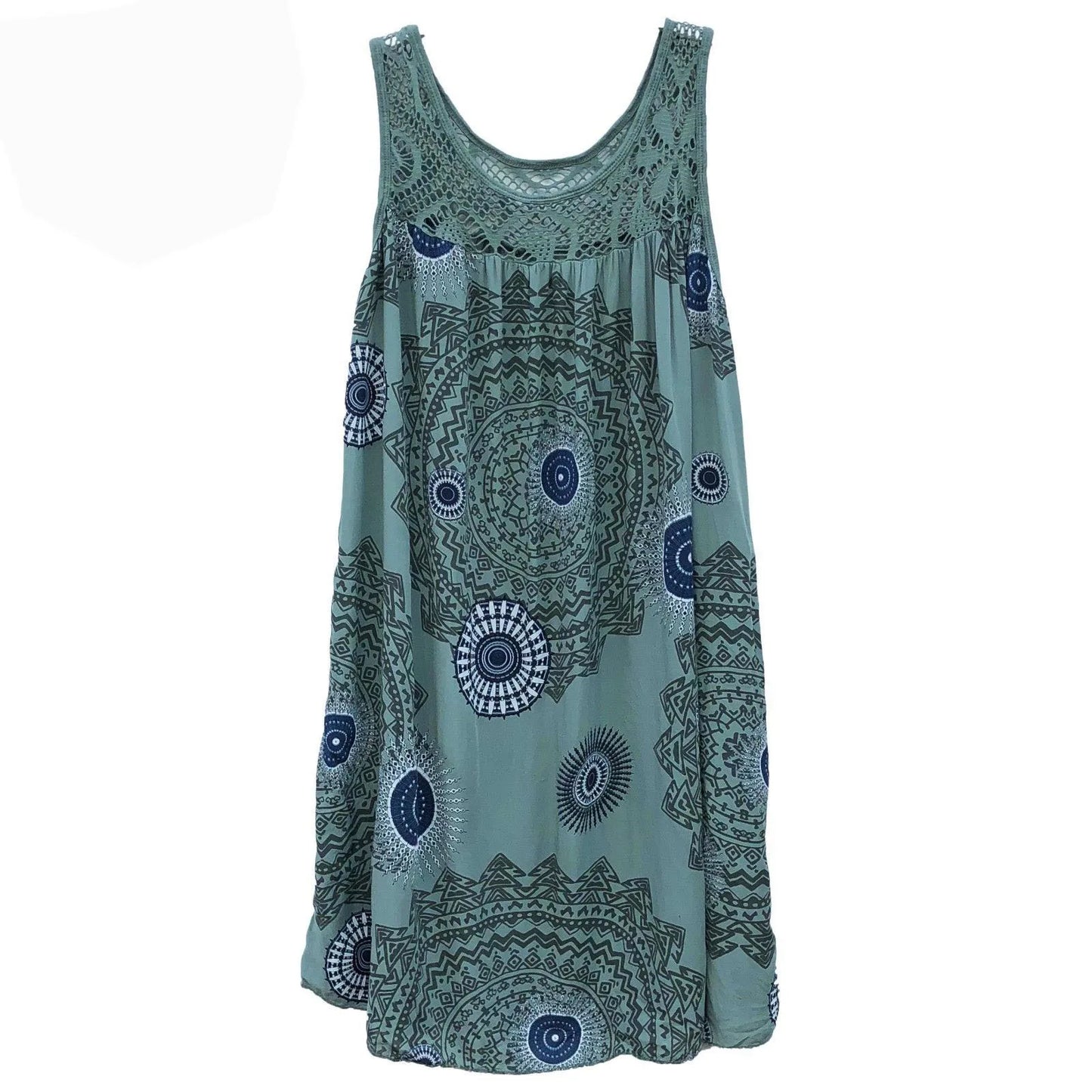 Damenbekleidung Sommer ärmelloses Trägerkleid Spitzenmuster ärmellos großer Schwung lockeres sexy Kleid langer Rock Übergröße