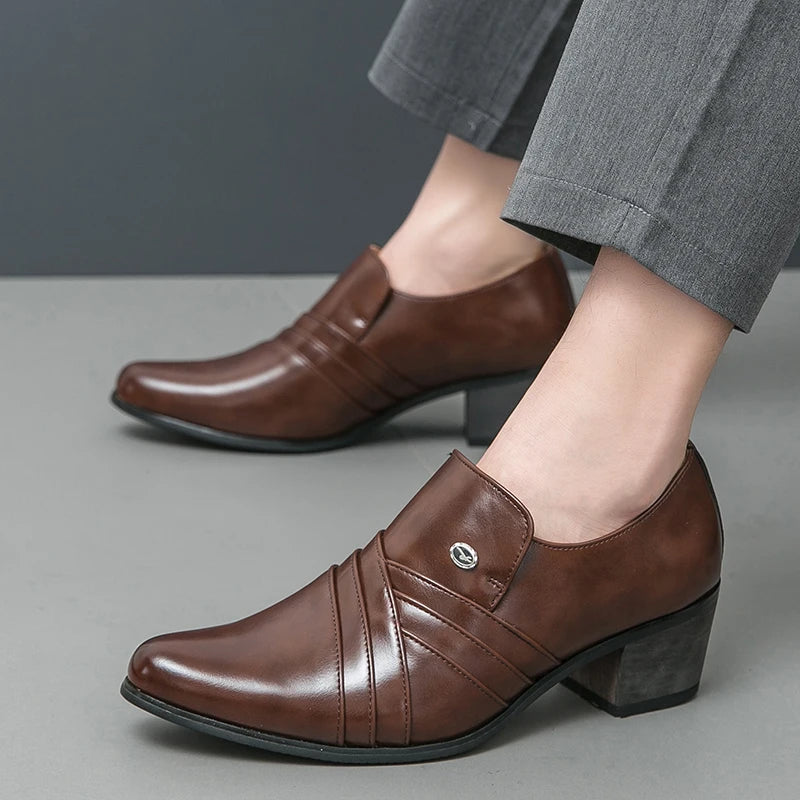 High-End Marke Herren Business Schnürschuhe Leder Erhöhte Höhe Britische Schuhe Herren Spitz zulaufende Zehe Schuhe Hochzeit Stiefel Größe:37-46
