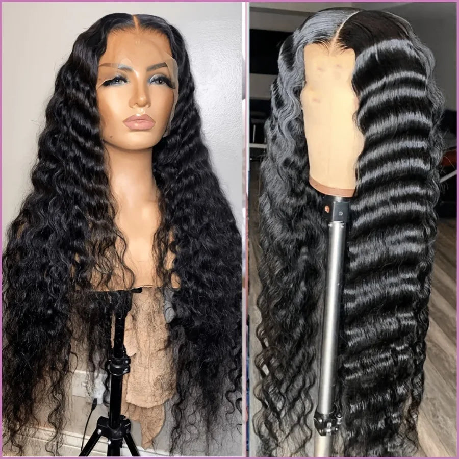 Deep Wave Lace Front Wigs Human Hair 13x6 HD Lace Front Wigs Burmese Curly 13X4 Human Hair Pre Plucked Brazilian Curly Human Hair Wig 200 Density Deep Wave Frontal Wigs Human Hair HD Lace 26 Inch Curly Wigs for Black Women Pr