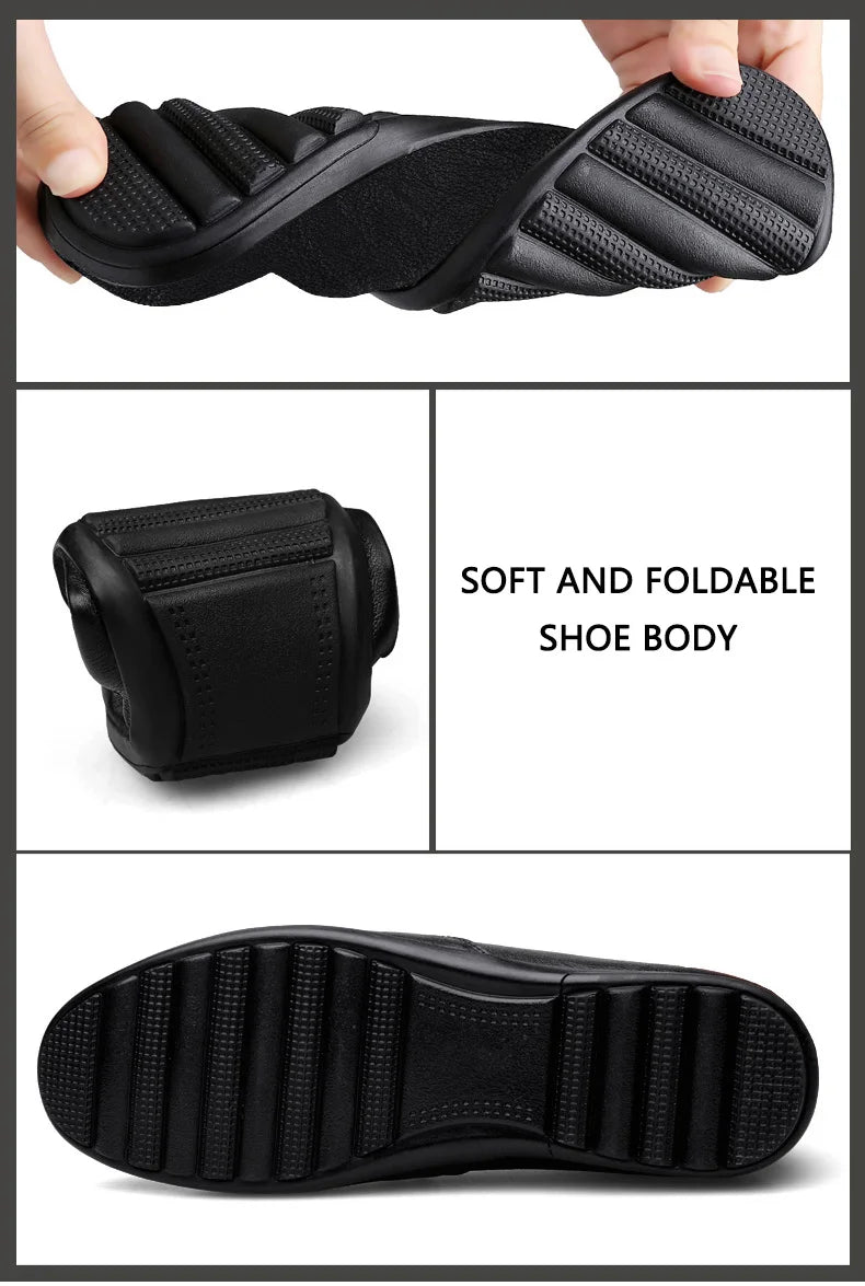 Leder Herrenschuhe Mode Formelle Herrenschuhe Mokassins Italienische Atmungsaktive Herren Loafer Schwarz Übergröße 38-47