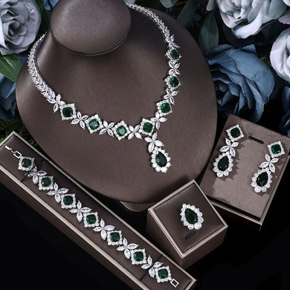 Ingenious  Luxury  4pcs Bridal Zirconia Jewelry Sets For Women Party , Dubai Nigeria  Crystal Wedding Jewelry Sets
