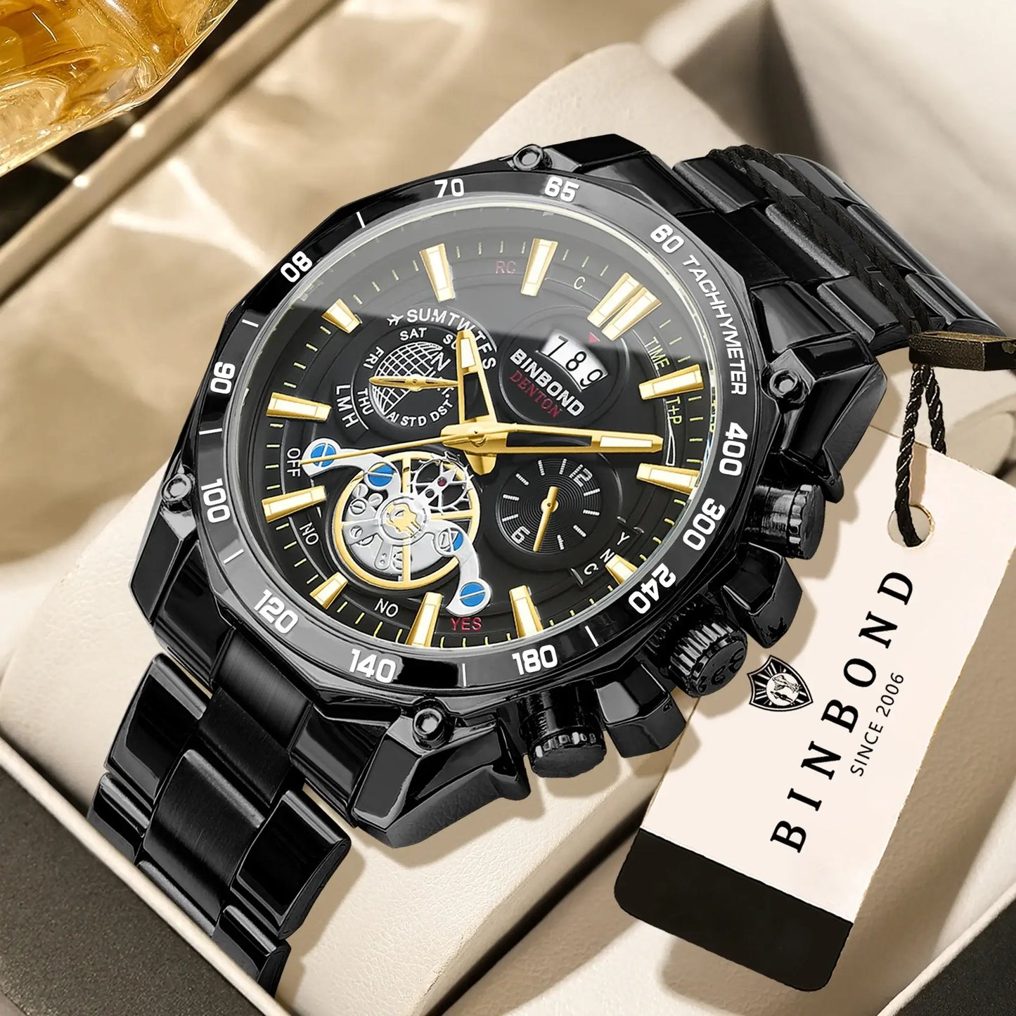BINBOND Luxury Quartz Watches For Men Luminous Waterproof Auto Date Precise Durable Men's Watch Sports & Business Fashion Reloj
