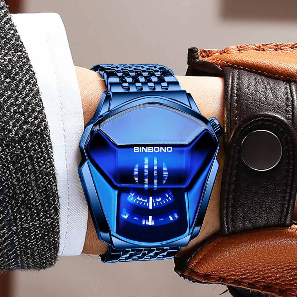BINBOND Iron Man Face Orginal Brand Quartz Watches For Man Luxury Waterproof Men's Watch Sturdy Reloj Free Ship