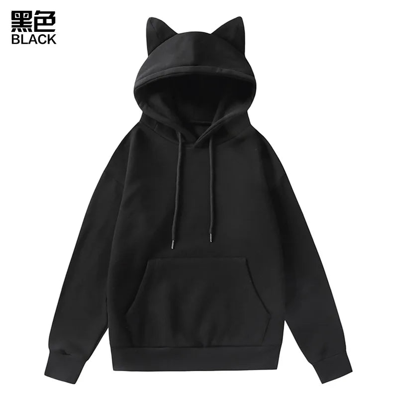 2024 New Winter Men's Hoodie Sweater Pullover South Korea Fashion Men's Cat Ears Cute Japanese Top Personality Sweatshirt Women