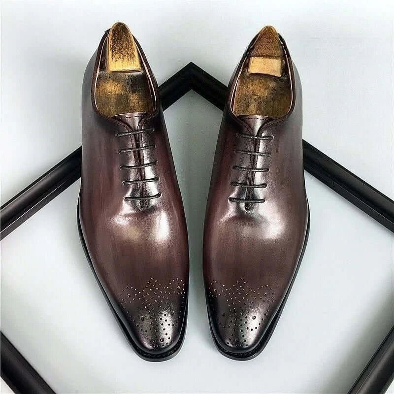 Italienische handgefertigte Herren Oxford-Schuhe Echtes Kalbsleder Schwarz Braun Klassische Brogue Business Hochzeitsschuhe Für Herren 2026 Neu