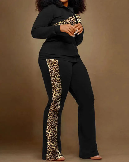 Spring Autumn Two Piece Sets Women Geometric Print Zip Up Top Coat Pants Set Outifits Fashion Tracksuit Casual Elegant Suit
