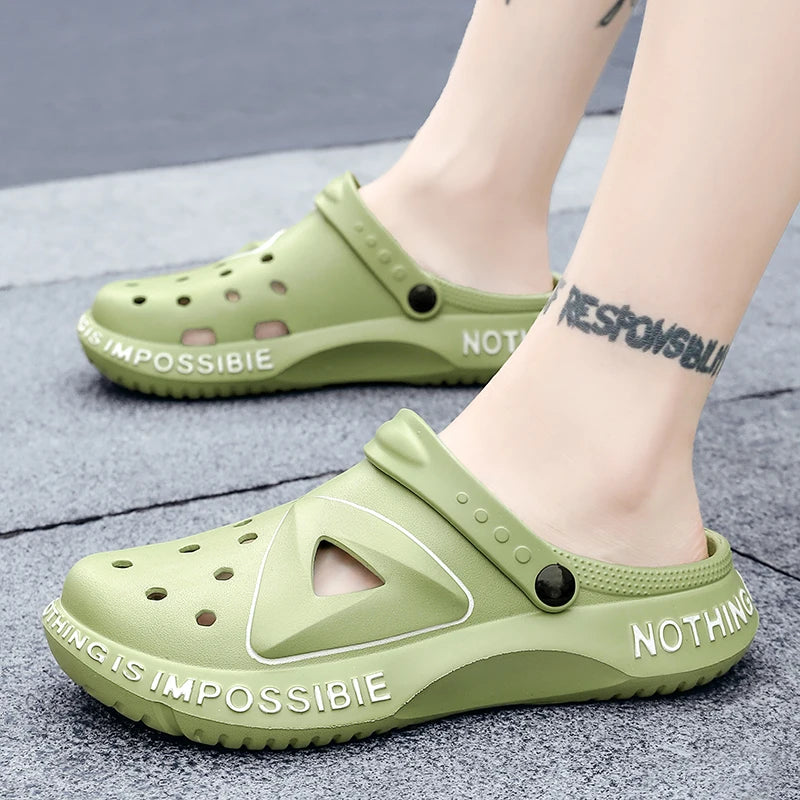 Summer Men's Clogs Sandals Women Beach Slippers Non-Slip Breathable Beach Sandals Trendy Garden Shoes Male Flip Flops