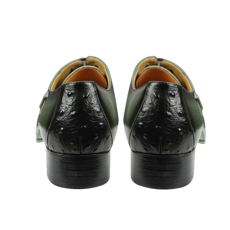 Bărbați de lux pantofi oxford modele britanice sculptate rochie pantofi din piele pantofi ascuțiți la modă cu șireturi verde negru pantofi formali bărbați