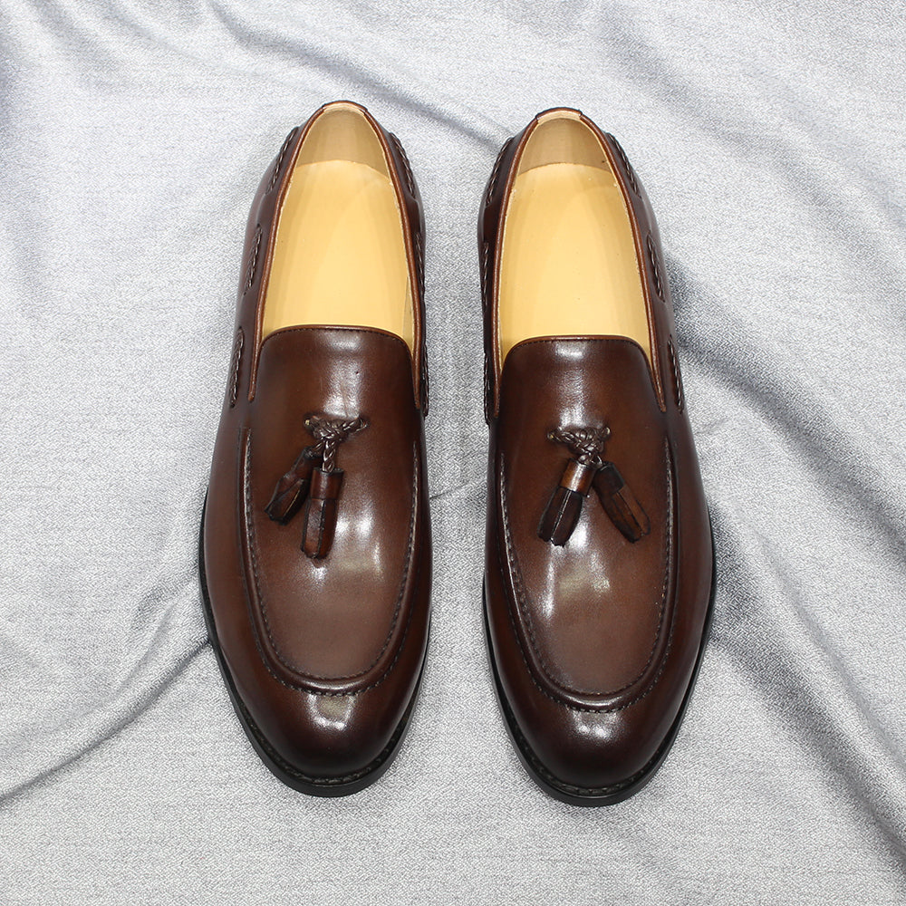 Herren Loafer im italienischen Stil Quaste Echtes Rindsleder Bequem zum Hineinschlüpfen Hochzeit Party Büro Anzugschuhe für Herren Freizeitschuhe