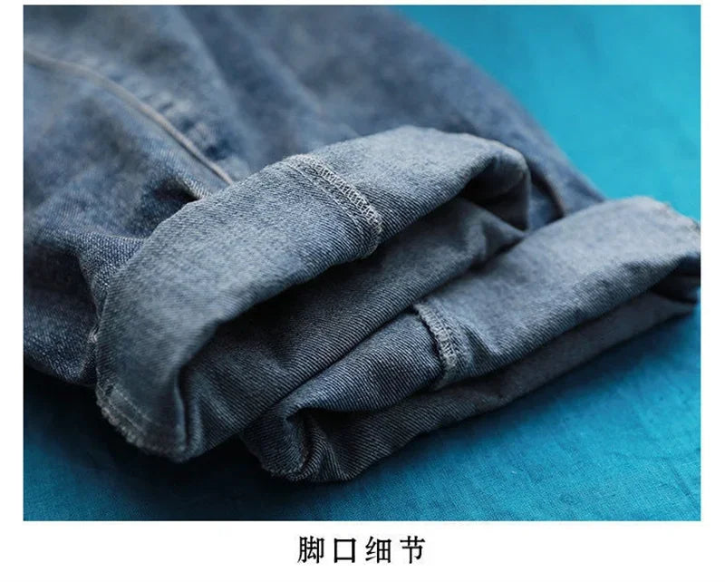 Jumpsuit Women Jeans Rompers New Retro Big Pocket Loose Denim Overalls Fashion Large Size Wide-leg Pants Drop Shipping