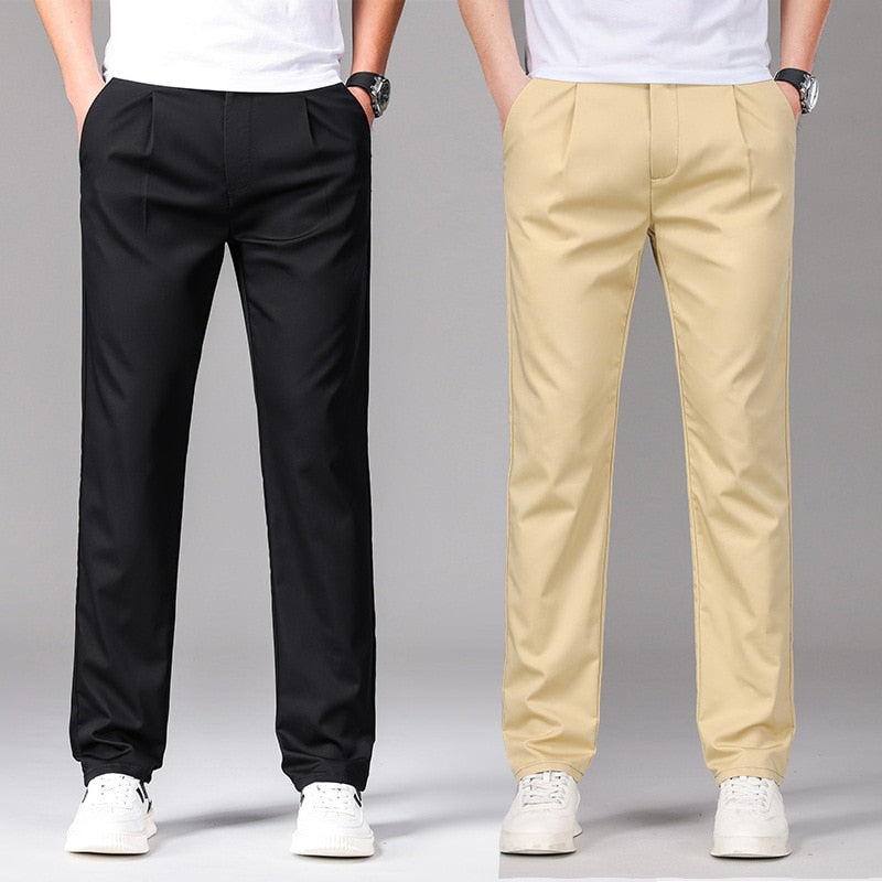 2023 Spring Summer New Men&#39;s Straight Thin Khaki Casual Pants Classic Style High Quality Modal Cotton Business Trousers Male