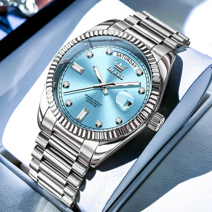 OLEVS 6736 Mens Watch High Quality Luxury Automatic Mechanical Wristwatch Waterproof Stainless Steel Watches Man