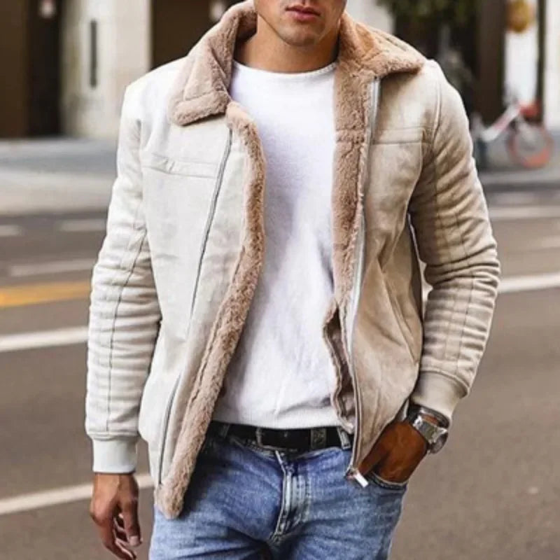 Men's jacket imitation fur winter coat thickened with warm zipper Pilot jacket autumn  winter jacket men