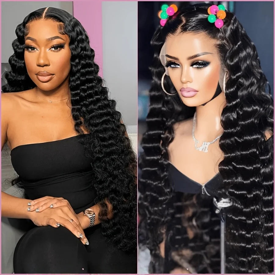 Deep Wave Lace Front Wigs Human Hair 13x6 HD Lace Front Wigs Burmese Curly 13X4 Human Hair Pre Plucked Brazilian Curly Human Hair Wig 200 Density Deep Wave Frontal Wigs Human Hair HD Lace 26 Inch Curly Wigs for Black Women Pr