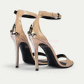 Women Sexy Pointed Toe Stiletto High Pumps Metal Decor Leather Super High Heels  Fashion Party Ladies Summer Gladiator Shoes