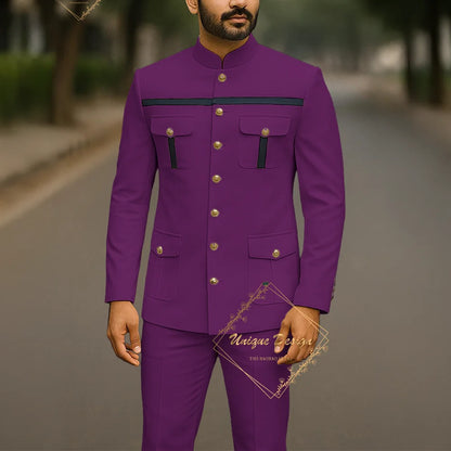Ivory Formal Safari Suit Custom Made Indian Menswear for Wedding Groom Men's 2pcs Set Jacket Pants Slim Fit Party Dress