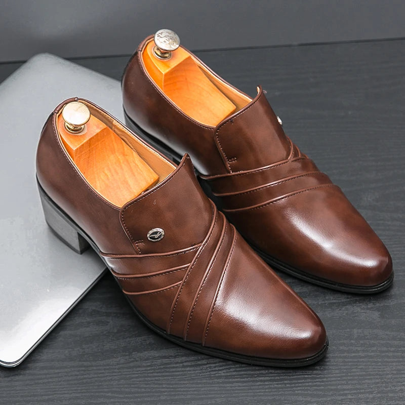 High-End Marke Herren Business Schnürschuhe Leder Erhöhte Höhe Britische Schuhe Herren Spitz zulaufende Zehe Schuhe Hochzeit Stiefel Größe:37-46