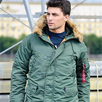 Winter N3B usaf waterproof puffer long coat military fur hood warm tactical bomber army thick us air force parka for men