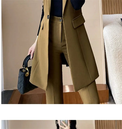 New High-end Female Professional Suit Fashion Elegant Lady Sleeveless Vests Spring Autumn Women's Blazer Vest