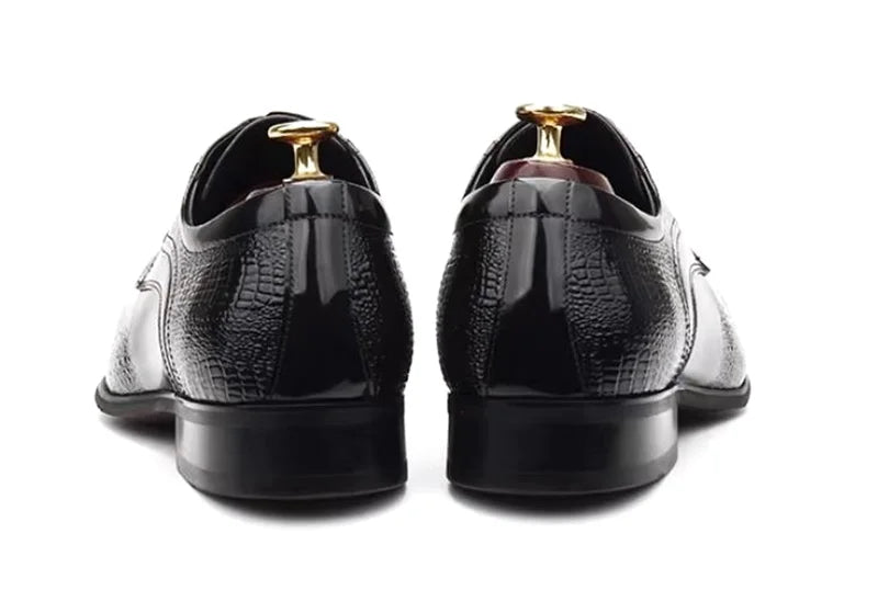 Herrenschuhe aus Krokoleder, modische Spitzenschuhe, Schnürschuhe, Lackleder, Business- und Freizeitschuhe