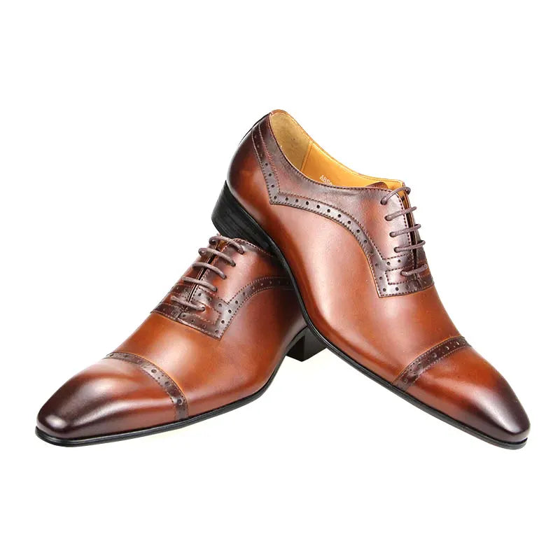 Luxury Men Shoes Dress Party Office Suit Italy Brand Casual Business Genuine Leather Shoe for Male Oxford Lace-up Handmade Black