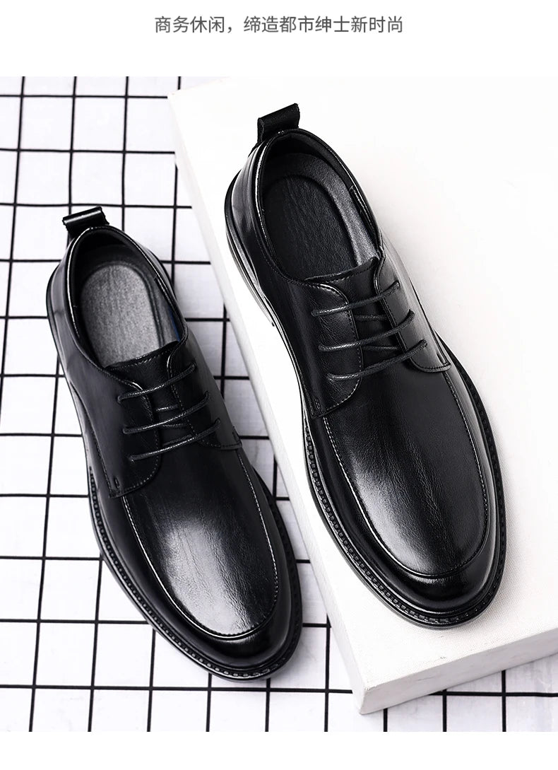 Men Plus Size Elevator Shoes 3/6/8CM Height Increase Formal Office Wedding Party Dress Heightened Shoes Casual Leather Oxfords