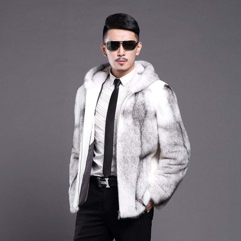 Luxury Winter Warm Faux Fur Coat Men Hooded Thick Fur Coat Jacket Plus Size Branded Zipper Designer Men's Clothing Slim Jackets