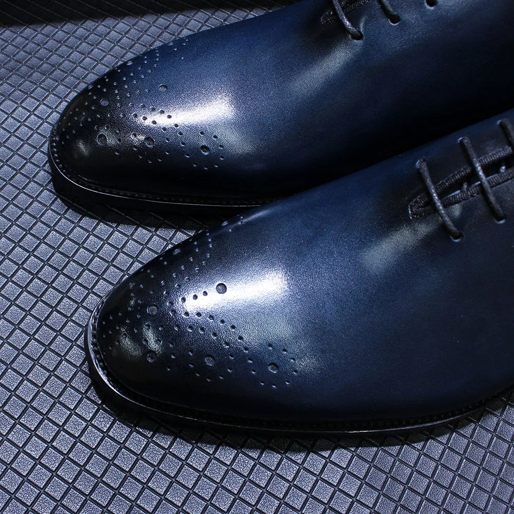 Italienische Herren-Business-Schuhe Echtes Leder Handgefertigt Klassische Whole-Cut Oxford Schnürschuhe für Herren