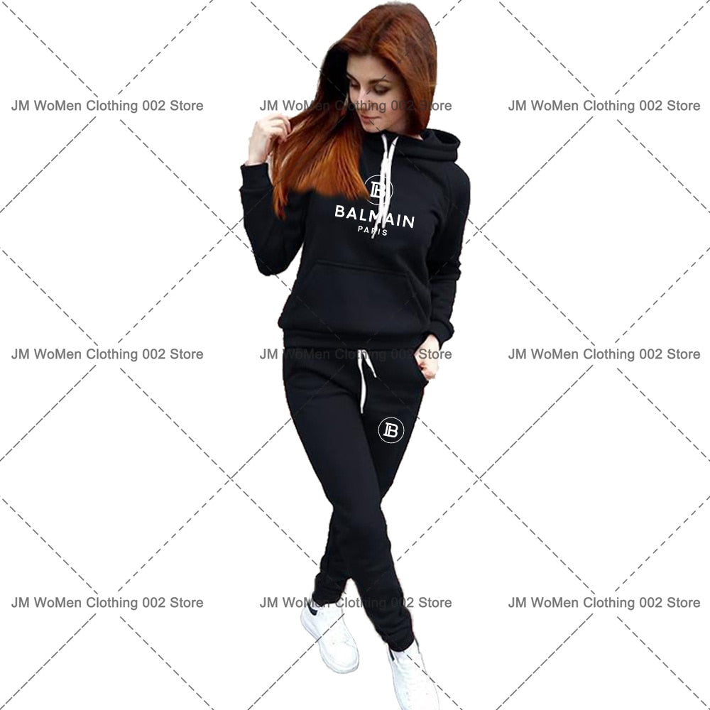 Autumn Winter Woman Hoodies Suit Ba Print Casual Sports 2 Piece Sets Womens Tracksuit Outfits Fashion Jogging Pullover Clothing