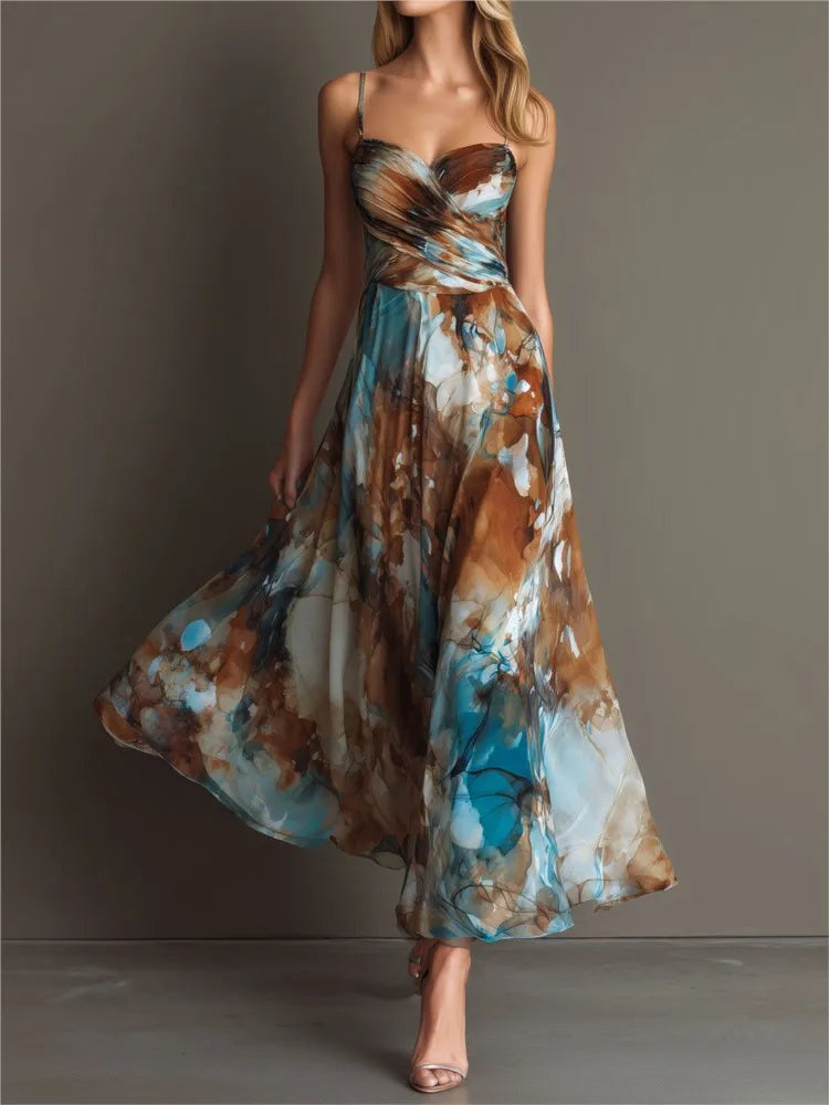 2026 New Dresses For Woman Fashion Strap Beach Long Dress Elegant Printed Sexy Backless Vestido Temperament Fashion Simple Style
