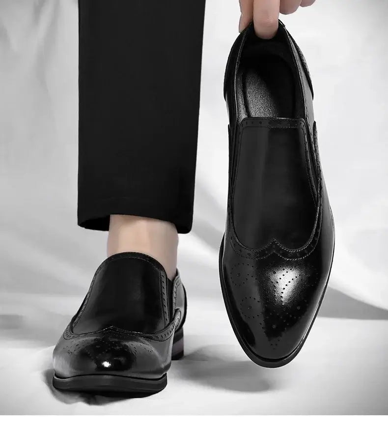 Big Size Dress Shoes for Men Solid Color Summer Autumn Fashion Business Casual Shoes Male British Style Cow Leather Shoe Man