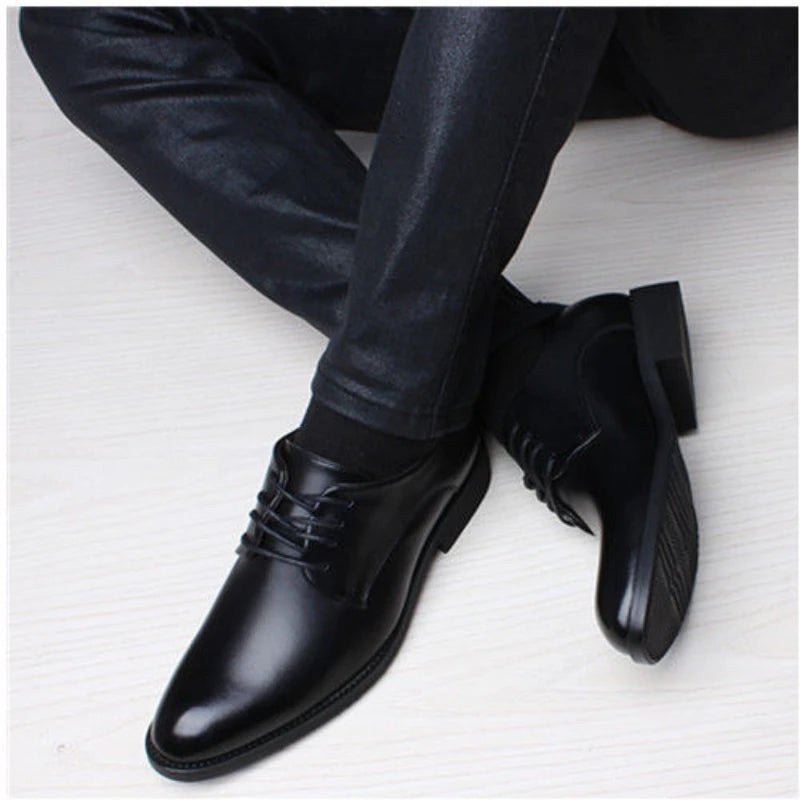 Men Wedding Leather Business Men's Dress Pointed Casual Youth British Style Inner Heightening Spring 2022 New Arrivals Shoes