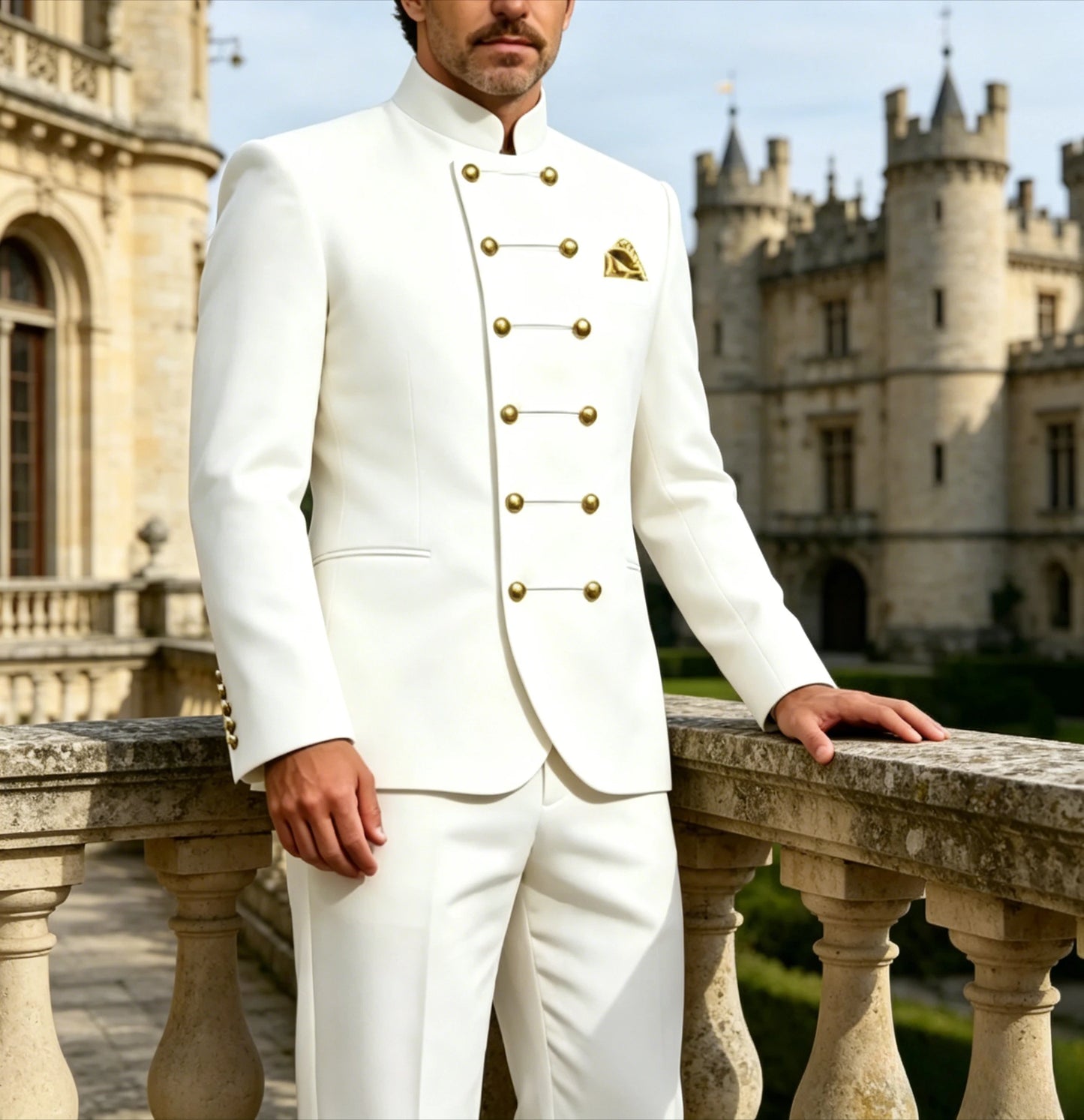Elegant White Men's Suits High Quality Straight 2 Piece Jacket Pants Sets Customized Male Clothing Blazer Outwear