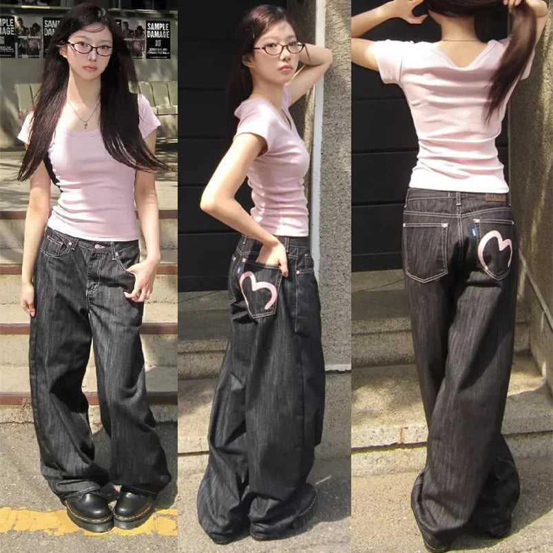 Autumn Winter Women's Denim Jeans Y2K Wide Fit Baggy Jeans Grunge Harajuku Cowboy New In Pants Korean Mom Jeans Punk Retro