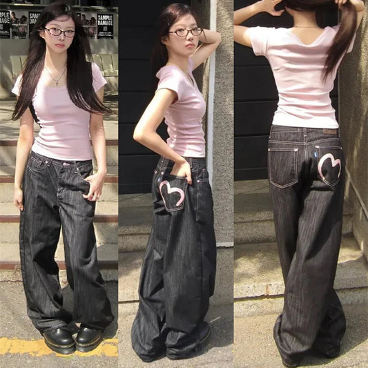 Autumn Winter Women's Denim Jeans Y2K Wide Fit Baggy Jeans Grunge Harajuku Cowboy New In Pants Korean Mom Jeans Punk Retro